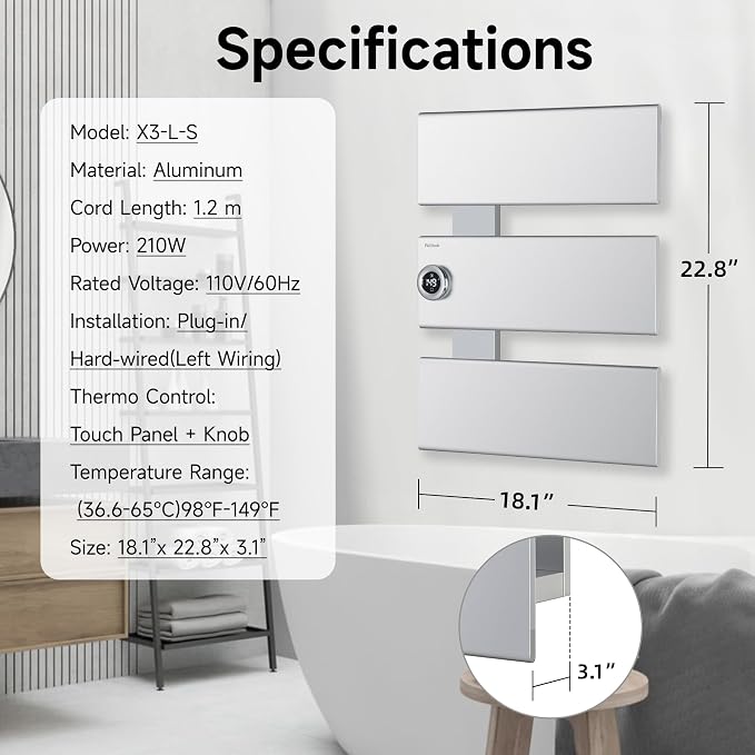 P&Dlusir Towel Warmer, Heated Towel Rack - Image 6