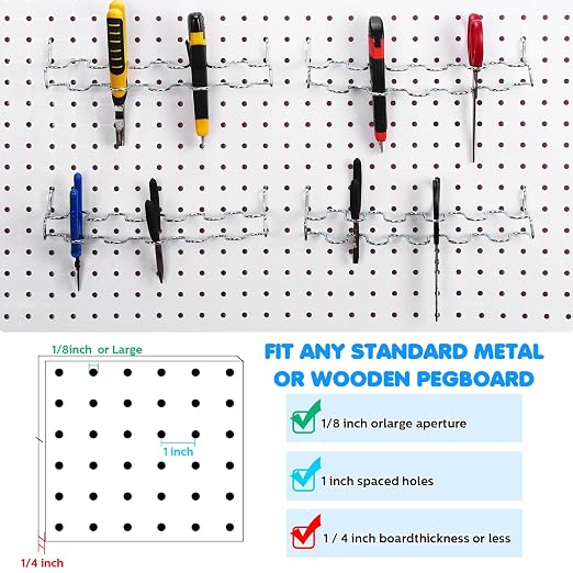 Hanaive 4 Pieces Pegboard Pliers Holder, Holds 11 Plier Per Rack, Steel - Image 3