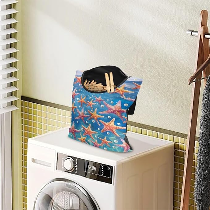 Starfish Clothespin Bag Portable Laundry Clothes Pin Holder Machine Washable - Image 2
