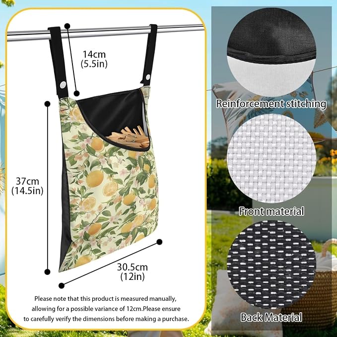 Lemon Clip Storage Bag Portable Laundry Clothes Pin Holder Machine Washable - Image 6