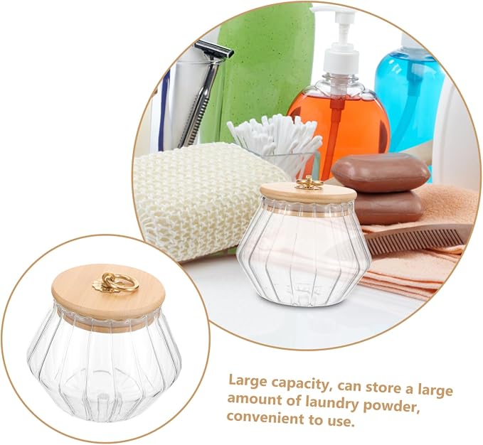 Storage Canister for Laundry Powder Refillable Container Lid Stylish Glass and - Image 4