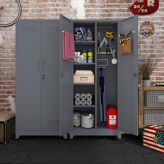 Metal Utility Cabinet, Broom Closet Storage Cabinet - Image 4