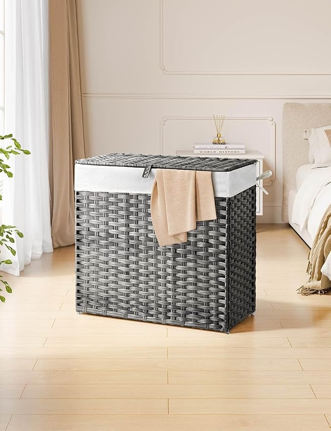 Greenstell Laundry Hamper with Lid, 125L Laundry Basket with 2 Removable Liner - Image 2