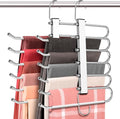 4 Pack 6-Tier Space Saving White Pant Hangers, Lightweight, Stainless Steel by HUITEM