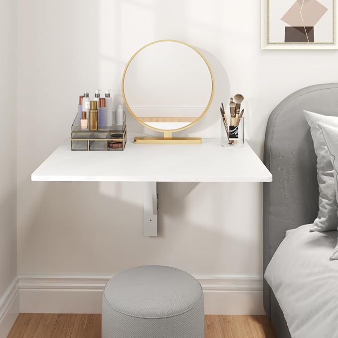 Wall Mounted Folding Desk, Fold Down Drop Leaf Table, Wood Laundry Floating Desk - Image 4