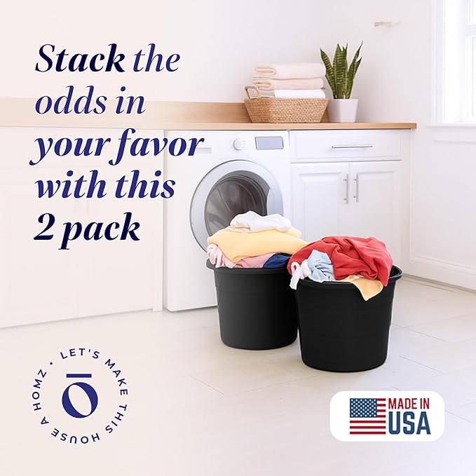HOMZ 2-Pack Utility Tub, Large Plastic Storage Bucket - Image 2