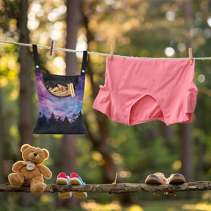 Galaxy Tree Clothesline Peg Organizer Storage Bags Dust-Proof Clothes Pin - Image 3