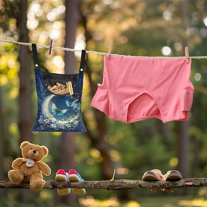 Moon Floral Clothespin Bag Organizer Storage Bags Space-Saving Clothes Pin - Image 4