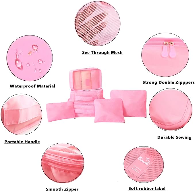 6 Pack Packing Cubes for Suitcases, Luggage Organizer, Travel Bag Organizer - Image 4
