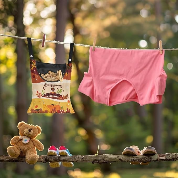 Thanksgiving Turkey Clothesline Peg Organizer Storage Bags Dust-Proof Clothes - Image 3
