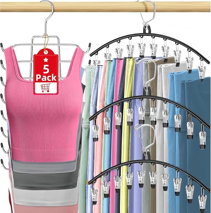 5 Pack Legging Organizer for Closet Hanging, 3 Pants Leggings Hangers by Besslly