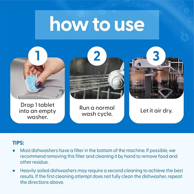 Dishwasher Cleaner & Deodorizer Tablets, Fights Grime, Residue & Odor, Heavy - Image 6