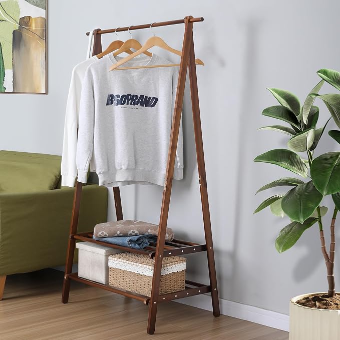 Bamboo Clothing Rack Foldable Clothes Hanging Stand - Image 3