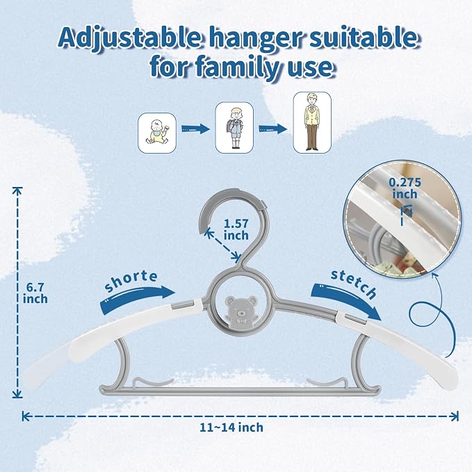 Baby Hangers for Closet Adjustable, Extendable & Stackable Kids Hangers - Image 2