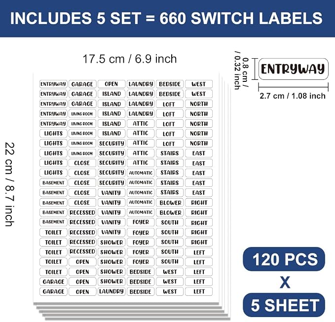 660 Pcs Home Office Identification Light Switch Labels, Transparent Switch - Image 2