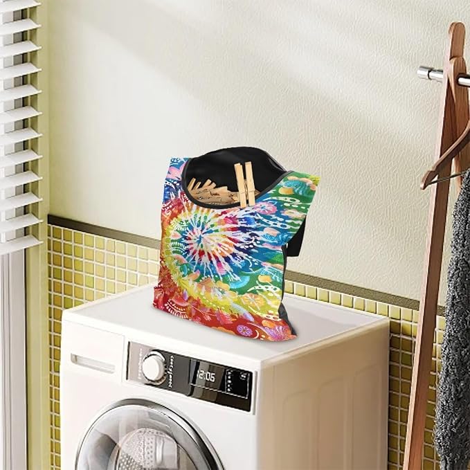Rainbow Tie Dye Clothes Pin Hanging Bag Clothesline Peg Organizer Storage Bags - Image 2