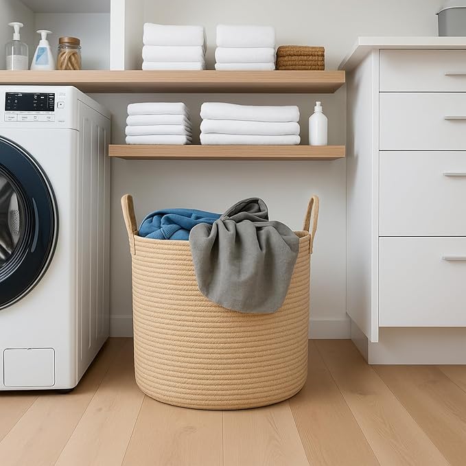 ShellKingdom Laundry Basket, Large Natural Rope Woven Storage Basket - Image 9