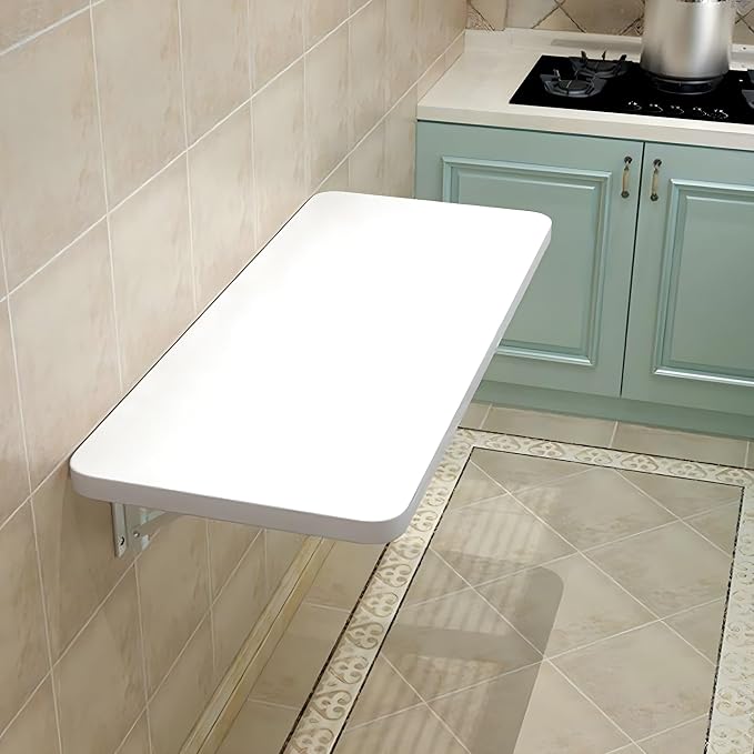 Laundry Floating Folding Table, Wood Wall Mounted Table, Bracket Heavy Duty by TOLBCLOH