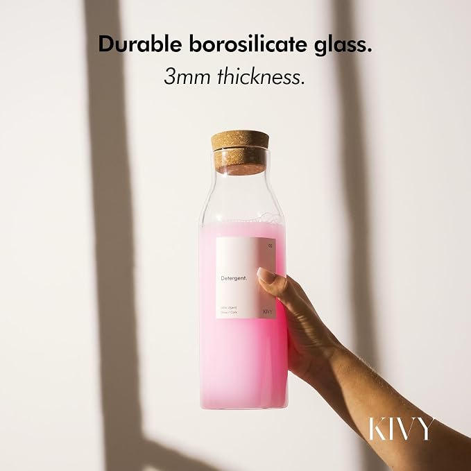 KIVY Glass Laundry Detergent Dispenser + Labels Glass Jars - Image 2