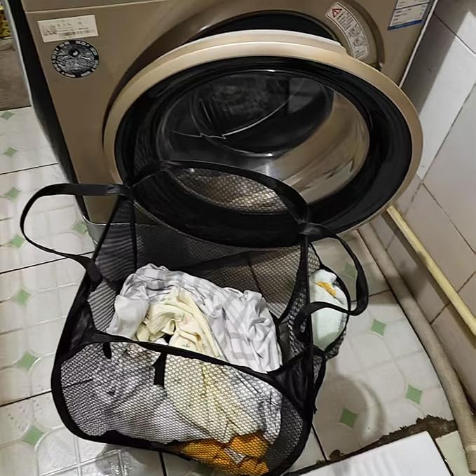 Collapsible Laundry Basket, Dirty Clothes Mesh Pop Up Hamper, Small Foldable - Image 4