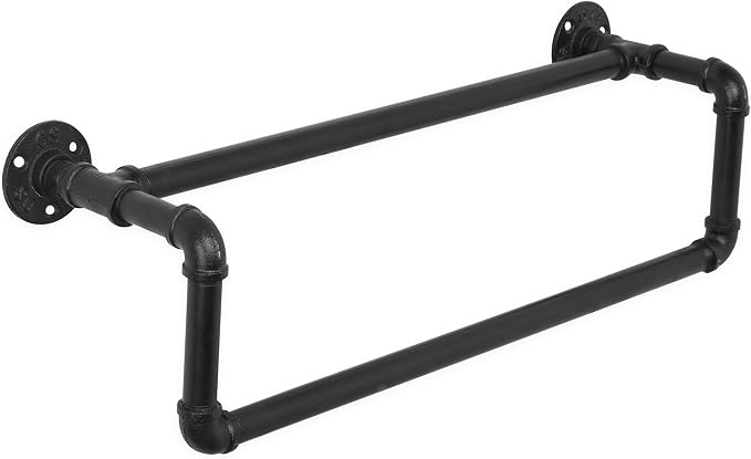 MyGift Double Industrial Pipe Towel Bar - Image 2