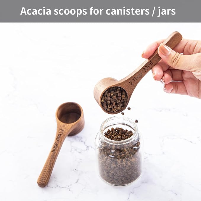 4PCS Wooden Measuring Scoops Acacia Wooden Scoops - Image 5