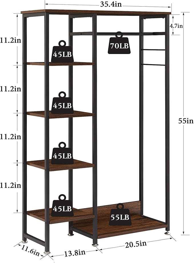 VECELO Open Garment Clothing Rack, Free-Standing Heavy Duty Storage Closet - Image 6