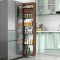 71-Inch Slim Storage Cart on Wheels, Walnut 7-Tier Tall Slide Out Kitchen by Unknown