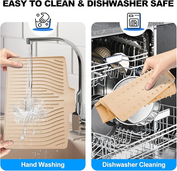 Silicone Dish Drying Mat for Kitchen Countertops and Sinks, 19 x13.7 Inch Non - Image 4