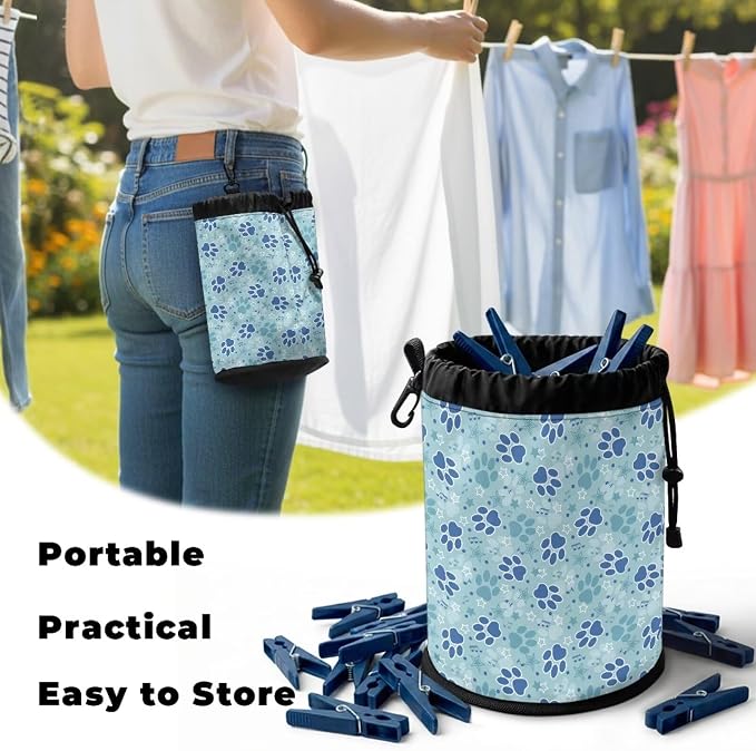 Clothespin Bag Holder Outside, Pet Paw Print Star Multiple Hanging Methods - Image 5