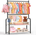 Kids Clothing Rack with 2-Layer Storage Shelf and 2 Adjustable Hanging Rods by Unknown