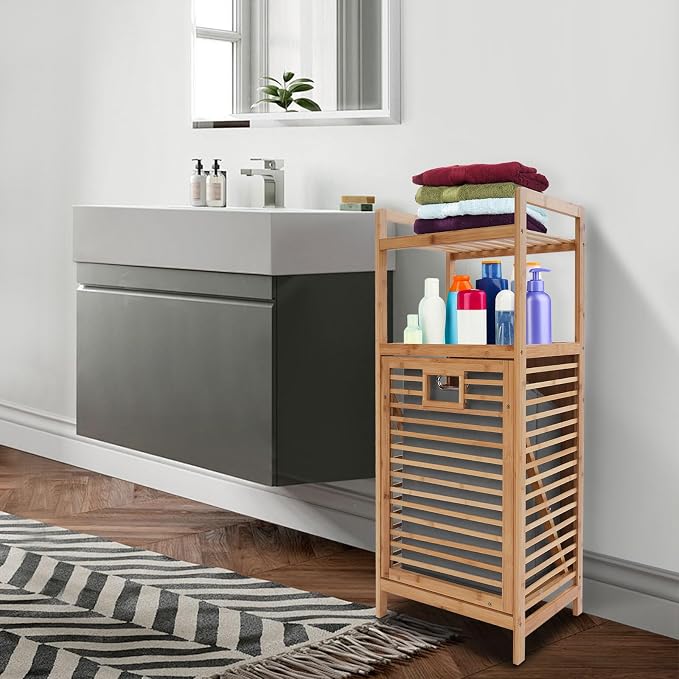 Freestanding Hamper Laundry Hamper Cabinet Hidden Laundry Hampers Flip Cabinet - Image 2