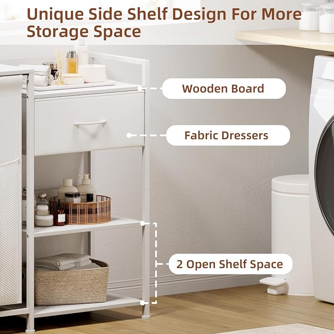 Somdot Laundry Hamper with Fabric Drawer and Shelves, Laundry Basket Sorter - Image 6