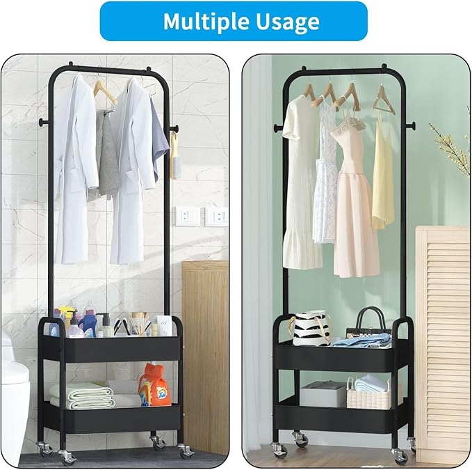 Heavy Duty Metal Clothes Rack On Wheels, Portable Rack - Image 8