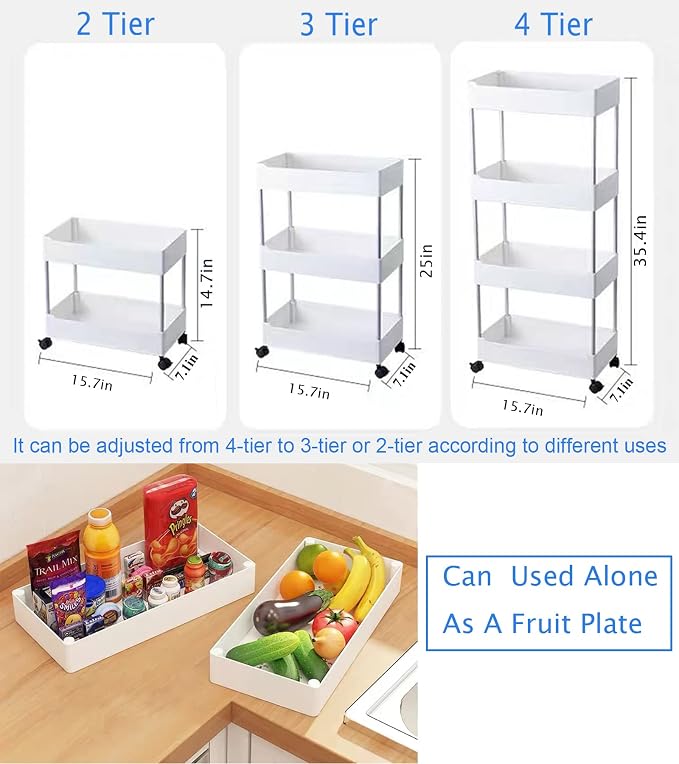4 Tier Slim Rolling Utility Kitchen Cart Bathroom Organizer - Image 5