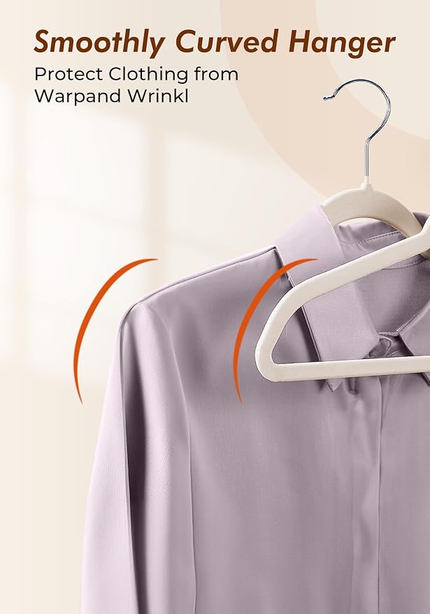 HOUSE DAY Ivory Velvet Hangers 50 Pack - Image 4