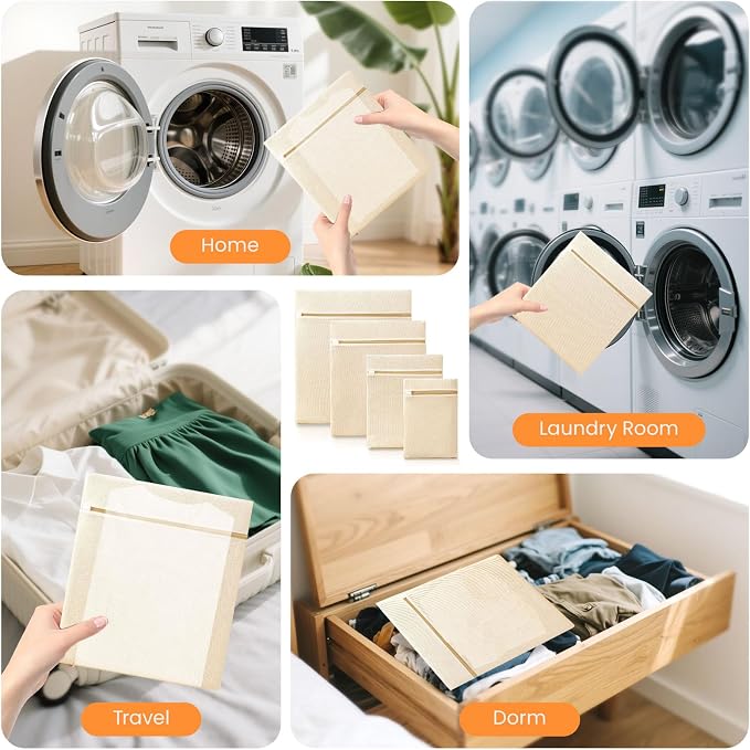 4Pcs Large Cotton Mesh Laundry Bags - Image 7