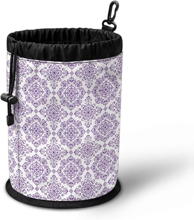 Clothespin Bag Holder Purple Damask Pattern Hanging Clothespin Bag - Image 3