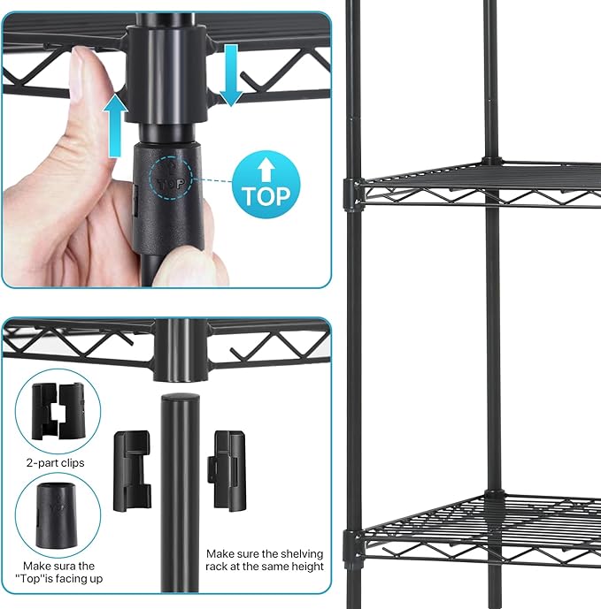 Meet perfect 5-Tier Wire Shelving Unit, NSF Certified Heavy Duty Garage Shelves - Image 4