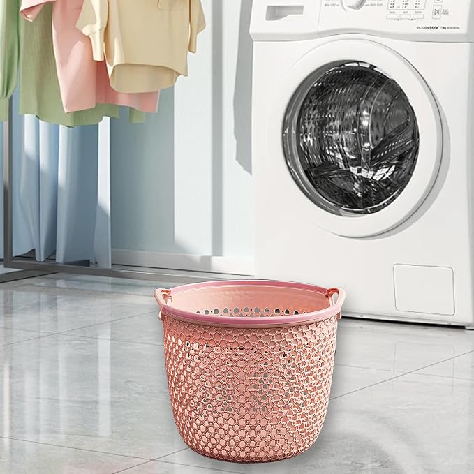 Flexible Laundry Basket with Handles, Portable Round Bin, Plastic Laundry - Image 4