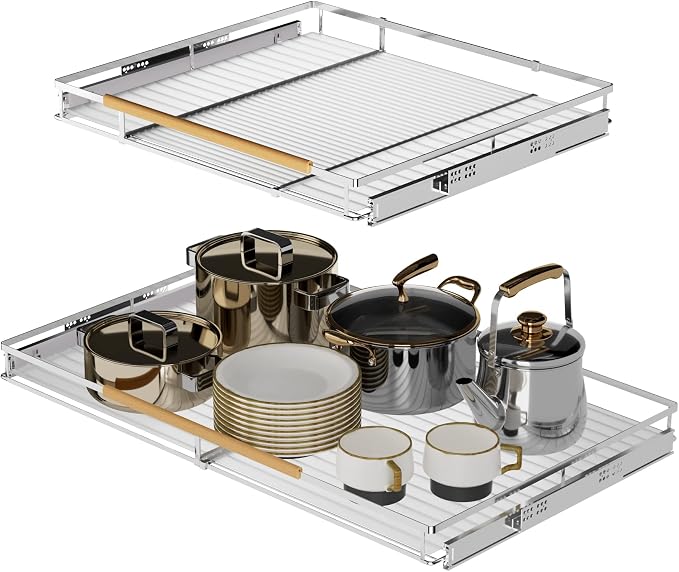SANNO Pull Out Cabinet Organizer, Pantry Drawer Slide Out Basket Expandable - Image 3
