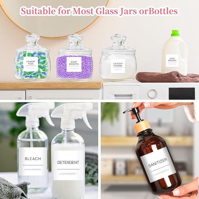 Laundry Labels for Jars, Removable Waterproof Cleaning Labels for Containers - Image 4