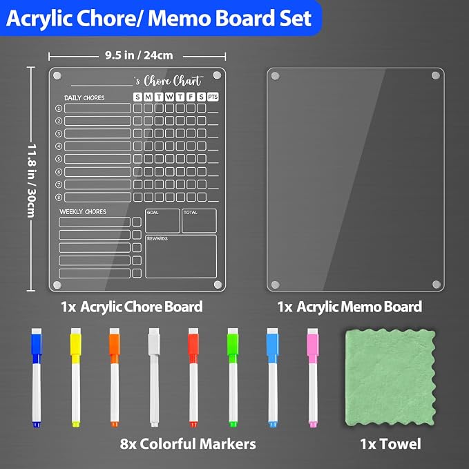 PigPotParty Clear Acrylic Magnetic Chore Chart and Blank Memo Whiteboard - Image 6