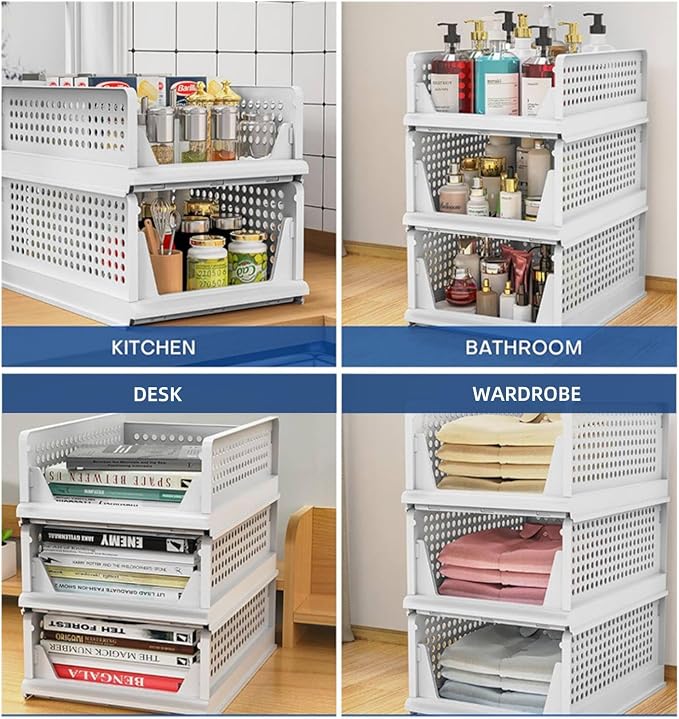 Multi-Functional Stackable Plastic Storage Baskets - Image 7