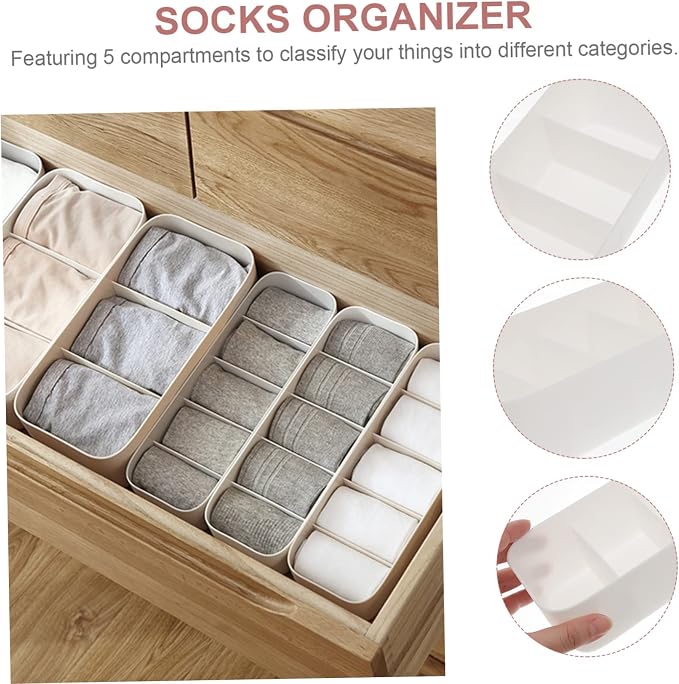 TEHAUX 2pcs Socks Container Underwear Storage Box Solid Dividers Crumple Easy - Image 3