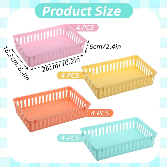 Tobeelec 16 Pack Classroom Storage Baskets Bins, Large Plastic Organizer Basket - Image 2