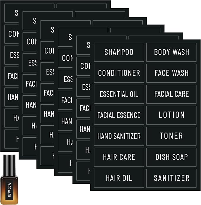 Segbeauty 84pcs Small Black Waterproof Labels by Segbeauty