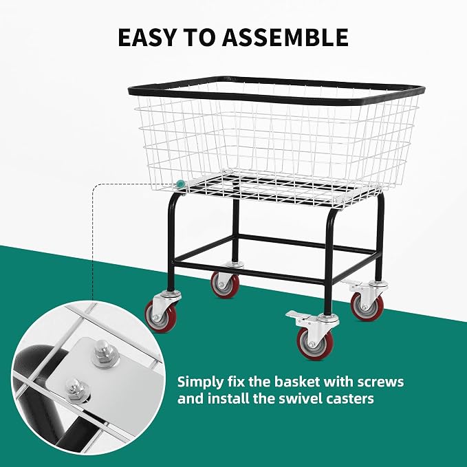 4.5-Bushel Rolling Laundry Cart - Image 5