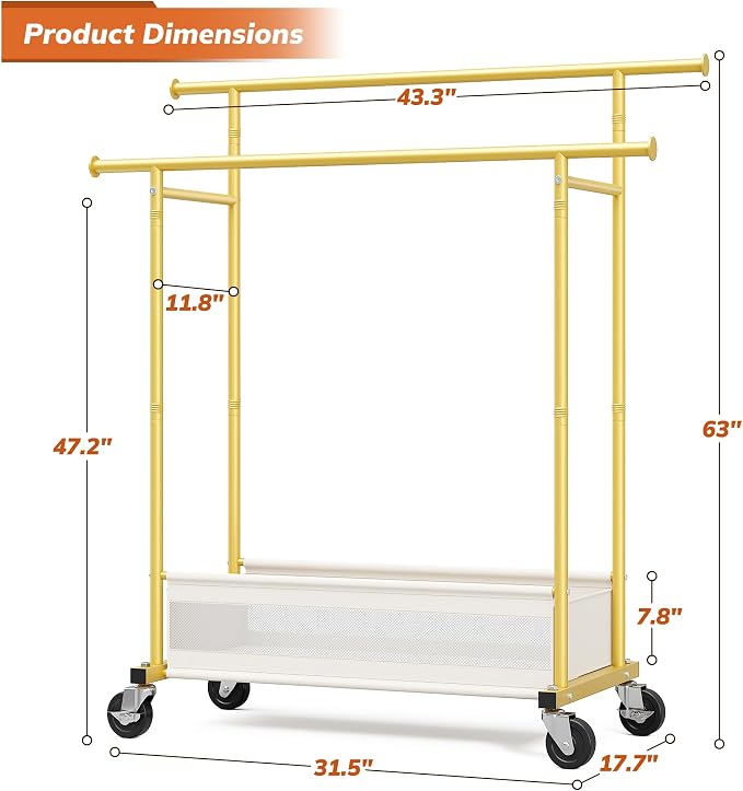Clothes Rack, Double Rods Clothing Rack, Clothing Racks - Image 8