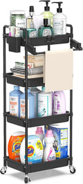SPACEKEEPER Rolling Storage Cart, 4-Tier Bathroom Organizer Utility Cart by SPACEKEEPER